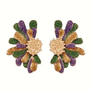 Mardi Gras Leaf Earrings